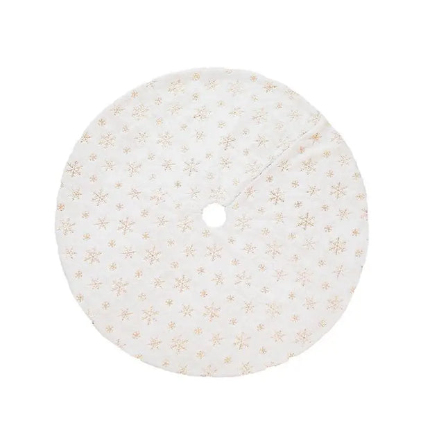 Luxury Faux Fur Christmas Tree Skirt Snowflake White Plush Mat Holiday Decor For Xmas New Year Home Ornament