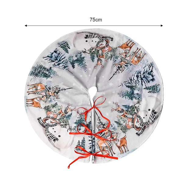 Christmas Tree Skirt Xmas Tree Mat Plush Trees Skirts Flowers Surround Bottom Carpet Base Round Cover Rug New Year Party Decor