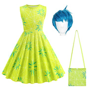 New Joy Inside Cosplay Out Dress Girls Birthday Carnival Party Outfit Children Halloween Role Playing Print Clothing