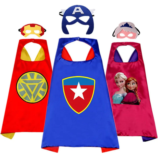 MINISO Superhero Cape Cartoon Anime Cosplay Costumes Gig Cape Mask Halloween Clothing Boy Birthday Gift Girl Novelty Accessories
