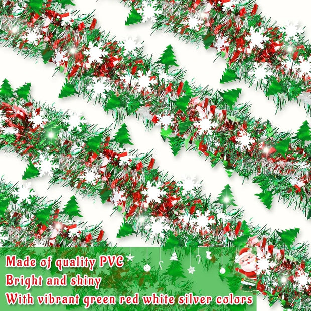 Christmas Tree Decorations Christmas Tinsel Garland Metallic Shiny Garland for Christmas Home and Living Room Decoration