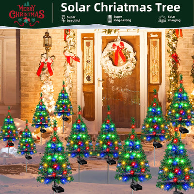 Solar Colorful Lights Christmas Tree Christmas Decoration Garden Courtyard Lawn Holiday Decoration Night Bright Colorful Lights