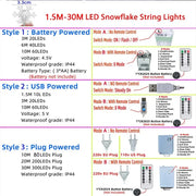 Christmas Tree Decorations 1M-30M LED Garland Holiday Snowflakes String Fairy Lights Ornaments for Home Party Noel Navidad 2026
