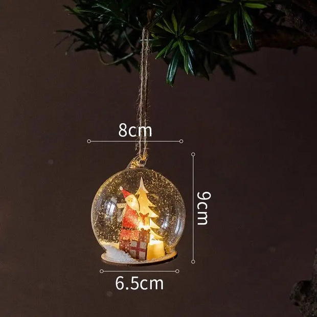 Luminous Lamp Hanging Decorations Christmas Ornaments Glass Lamp Balls Hanging Balls Santa Claus Reindeer Snowman Ornaments