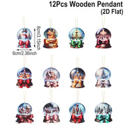 Christmas Snow Scene Wooden Pendants Merry Christmas Decorations for Home 2025 Navidad Natal Xmas Tree Hanging Ornament New Year