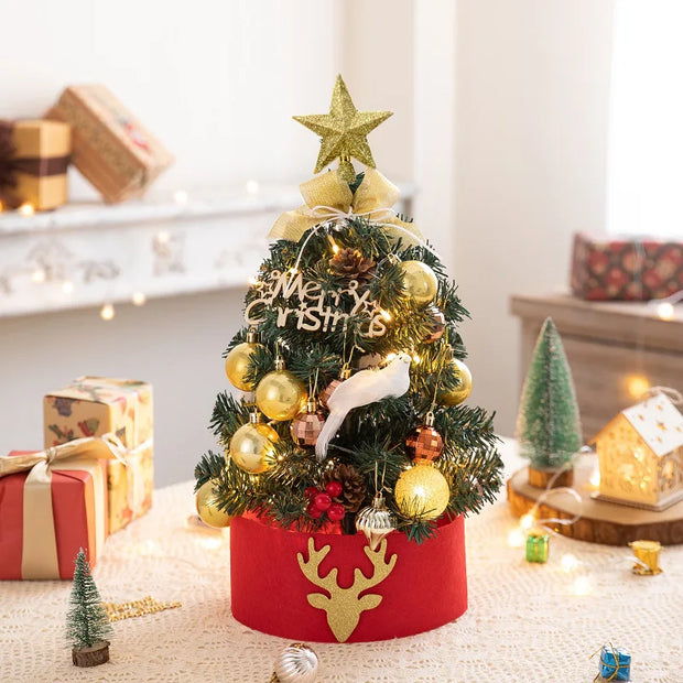 Desktop Christmas Tree Flocking Pink Set Mini Christmas Tree Ornaments DIY Christmas Gift Christmas Tree Decoration