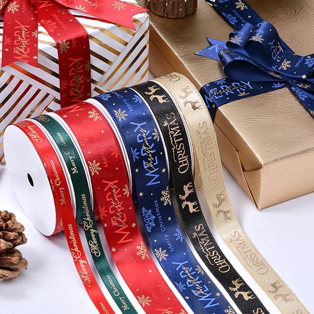 10 Yards/Roll Christmas Series Ribbon Festive Atmosphere Tree Decoration Xmas Gifts Packaging DIY Handmade material Cake Baking