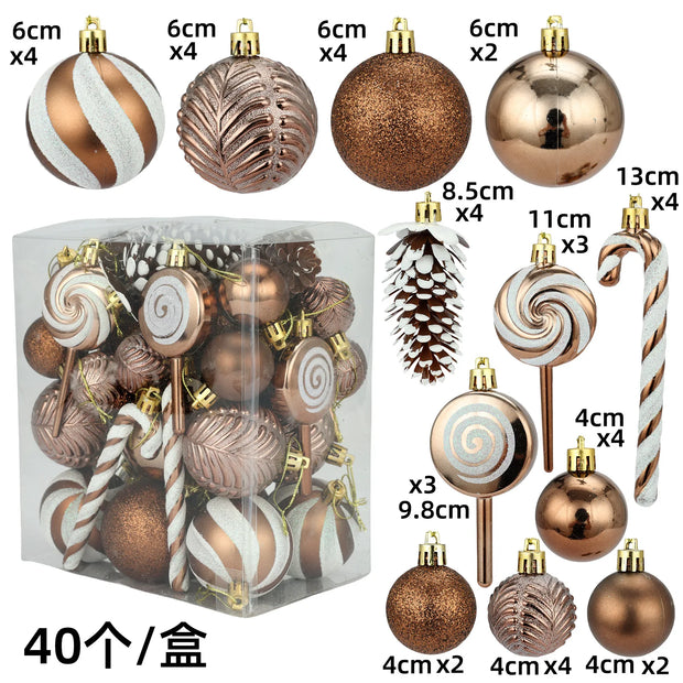 29/36/40pcs Champagne Special-shaped Christmas Ball Ornaments Christmas Tree Party Decoration New Year Christmas Spheres Pendant
