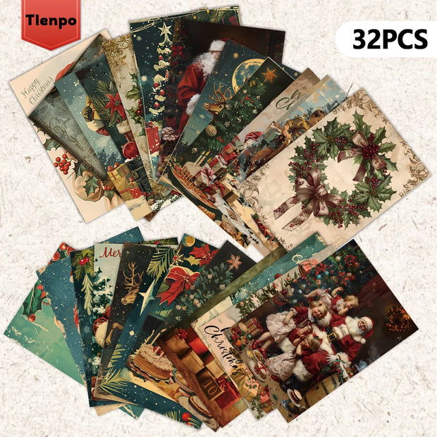 32pcs Christmas star piece 3.94x5.7in Christmas card, message card, vintage postcard, Christmas greeting card