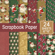 24pcs Christmas Decorative Scrapbook Paper,Christmas Gift Small Business Packaging,Cardmaking Craft For Journal Background Paper