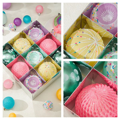 DIY Christmas Village Scene Kit - 9-Piece Holiday Tree Ornaments, Macaron Baubles, & Layout Props for Festive Home Decor