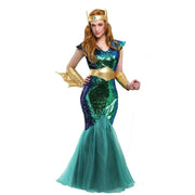 Women Sea Siren Mermaid Queen Costume Staff Men's Poseidon Costumes Adult Egypt Egyptian Pharaoh Prince King Cosplay Fancy Dress