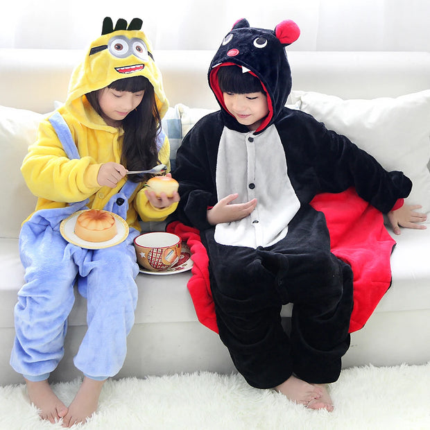 Kigurumi Bat Minion Cartoon Onesies Kids Children Animal Pajamas Girls Boys Anime Cosplay Costumes For Christmas Halloween Party