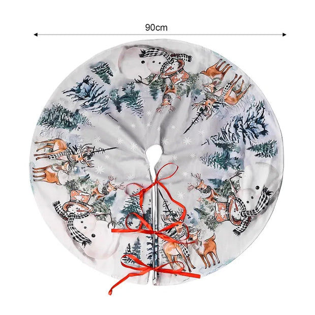 Christmas Tree Skirt Xmas Tree Mat Plush Trees Skirts Flowers Surround Bottom Carpet Base Round Cover Rug New Year Party Decor