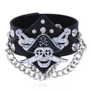Hip Hop Rock PU Leather Bracelet Men and Women Punk Spikes Rivets Skull Heart Cross Creative Party Bracelet Jewelry Accessories