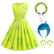 New Joy Inside Cosplay Out Dress Girls Birthday Carnival Party Outfit Children Halloween Role Playing Print Clothing
