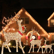 Lighted Christmas Deer Sleigh Outdoor Yard Decoration Winter Decoration For Front Yards, Creative Deer Christmas Outdoor Decor