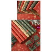 1/6pcs Christmas Wrapping Paper Vintage Kraft Paper Christmas Tree Snowflake Pattern Gift Wrapping Paper Bouquet Wrapping Paper