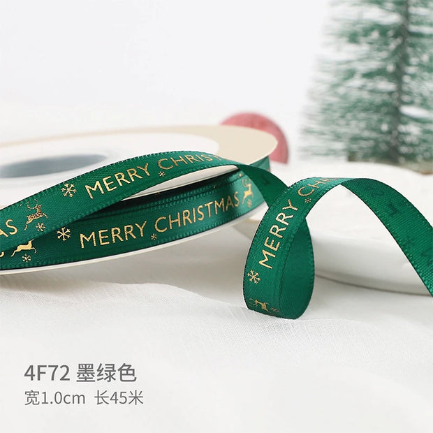 5Yards Christmas Ribbon Printed Christmas Polyester Ribbon For Handmade Design Christma Decoration DIY Cake Bouquet Gift Packing