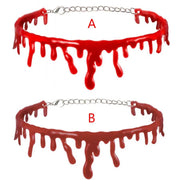 Halloween Decoration Horror Blood Drip Collar Necklace teething set Fake Blood Vampire Joker Choker Gothic Costume Red Necklaces