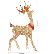Lighted Christmas Deer Sleigh Outdoor Yard Decoration Winter Decoration For Front Yards, Creative Deer Christmas Outdoor Decor