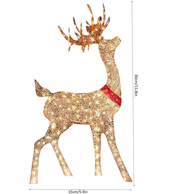 Lighted Christmas Deer Sleigh Outdoor Yard Decoration Winter Decoration For Front Yards, Creative Deer Christmas Outdoor Decor