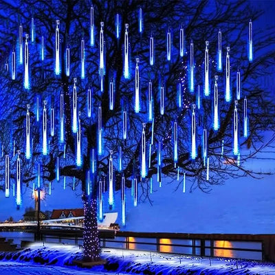 8 Tubes Christmas String Light Outdoor Tree Snowfall LED Dripping Icicle Shooting Star Light Meteor Shower Cascading Lights 2024