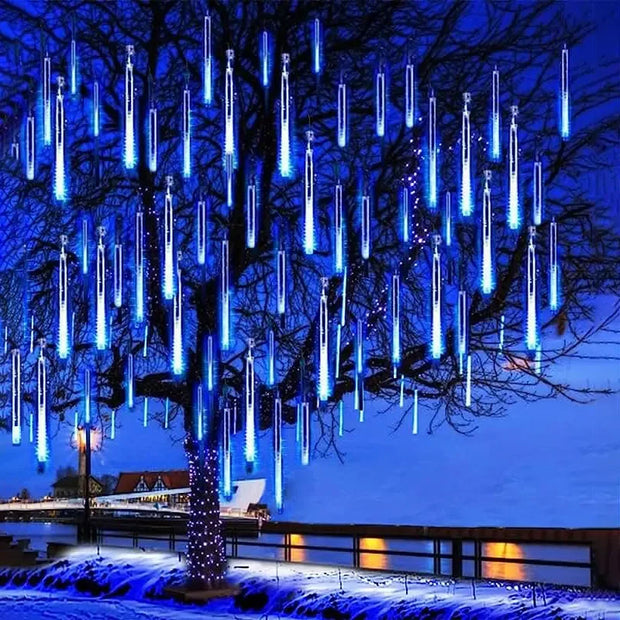8 Tubes Christmas String Light Outdoor Tree Snowfall LED Dripping Icicle Shooting Star Light Meteor Shower Cascading Lights 2024