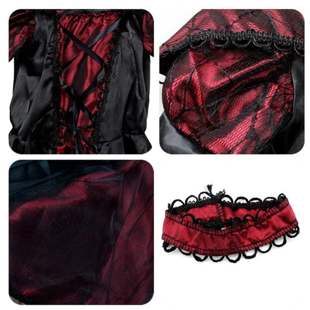 Gothic Vampire Costume for Baby Girls Halloween Princess Party Clothes Kids Cosplay Dress Children Masquerade Devil Ghost Outfit
