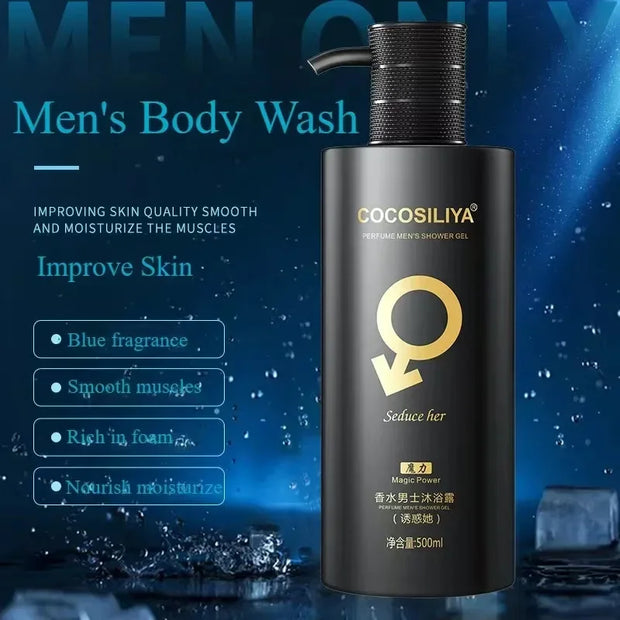 500ML Pheromone Shower Gel,Deep Cleaning Glamour Lure Bath Lotion with Charming Seductive Fragrance,For Man to Attract Woman