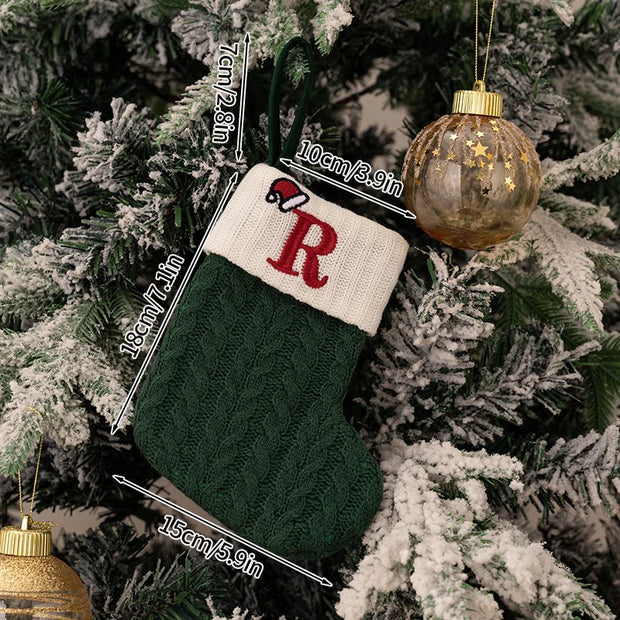 Christmas Stockings Hanging Pendant Christmas Stocks Gift Decoration Alphabet Letter Sock 2026 New Year Decorative Knitting Sock