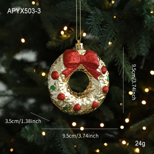 Christmas Tree Ornaments Natal Gold Bear Bell for ChristmasTree Hanging Pendants Home Party Decor New Year Navidad Decor