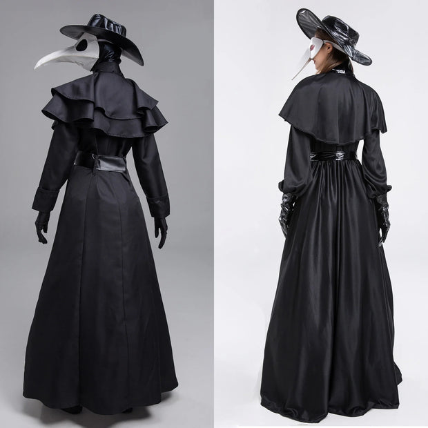 Plague Doctor Cosplay Dress Set Halloween Cosplay Costume Medieval Punk Birdman Masquerade Party Costume Props Female