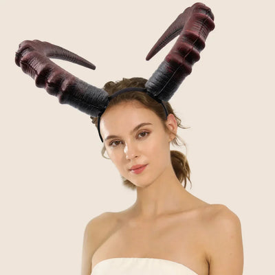 Black Demon Horn Headpiece Cosplay Women Gothic Devils Sexy Animal Ox Horns Headwear Halloween Carnival Party Costume Props