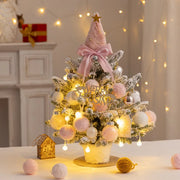 Desktop Christmas Tree Flocking Pink Set Mini Christmas Tree Ornaments DIY Christmas Gift Christmas Tree Decoration