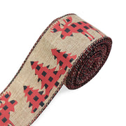 63mm Red Green Christmas Burlap Jute Ribbon Roll Wired Edge Wedding Decoration Gift Packing DIY Sewing Accessories Webbing