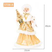 Christmas Tree Decor Sequin Mrs Claus Figurines Home Decoration Christmas Holiday Collection 48CM Standing Grandma Santa Claus