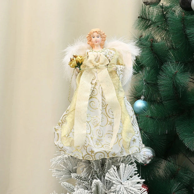 Festival Angel Doll Tree Top Star Delicate Durable Christmas Tree Top Star Golden Atmosphere Christmas Angel Topper Xmas