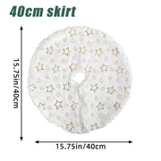 Miniature White Fluffy Christmas Tree Skirt Small Round Sequin Snowflake Design for Tabletop Xmas Tree Base Party Decor