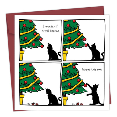 1PC Funny Cat Christmas Card for Cat Lover,Humorous Christmas Greeting Card for Friends Husband Wife,Naughty Cat Christmas Gifts