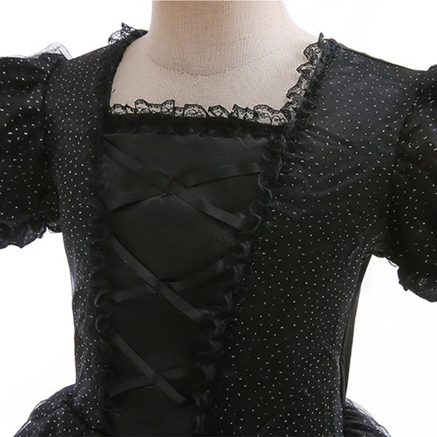 Maleficent Costume for Girls Halloween Witch Cosplay Black Witch Short Sleeve Cute New Horror Dress Accessories Set