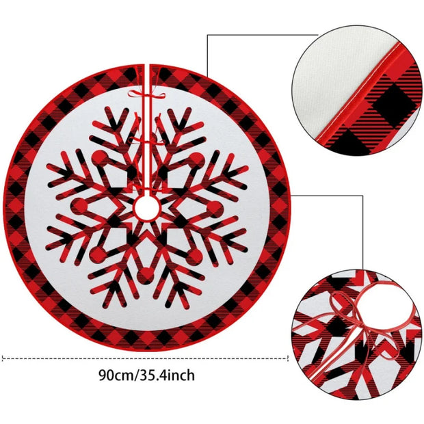 1pcChristmas Tree Skirt Snowflake Red Black White Plaid Christmas Carpet Decoration Mall Window Christmas Tree Base Skirt Decora