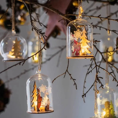 Luminous Lamp Hanging Decorations Christmas Ornaments Glass Lamp Balls Hanging Balls Santa Claus Reindeer Snowman Ornaments
