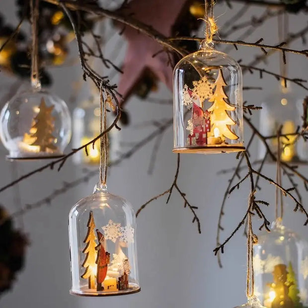 Luminous Lamp Hanging Decorations Christmas Ornaments Glass Lamp Balls Hanging Balls Santa Claus Reindeer Snowman Ornaments