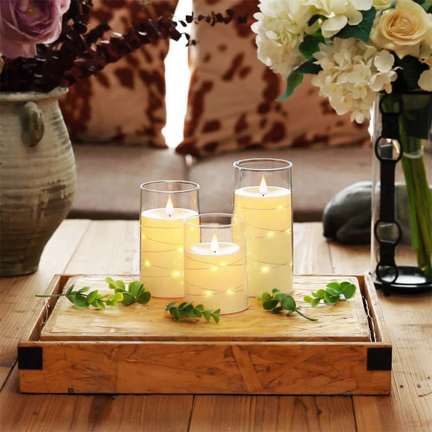 3Pcs Flickering Flameless Candles Battery Operated Candles LED Candles with Remote Timer for Home Halloween and Christmas Decor