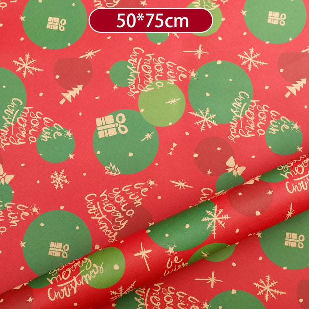 Christmas Kraft Wrapping Paper Cartoon Xmas Tree Santa Claus Gifts Packaging Paper DIY Craft Home Party Decoration Background