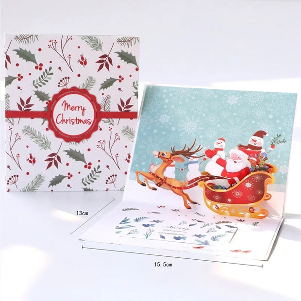 3D Pop UP Santa Cards Marry Christmas Greeting Cards Party Invitations Gifts New Year Greeting Card Anniversary Gifts Postcard