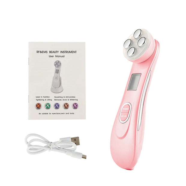 Facial Electroporation LED Photon Beauty Device RF Radiofrequen EMS Lifting Tighten Machine Skin Care Microcurrent Face Massager