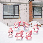 10 Christmas snowman decorations, made of plastic hollow boards and rods, for festive atmosphere decoration.