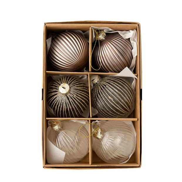 Set/6pcs Christmas Bauble,Glass Balls Ornaments Perfect for Tree Decoration Beautiful Hangers Decors Eye-catching Accent